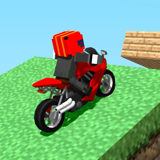 Crazy Motorcycle icon showing a voxel rider on a red motorcycle