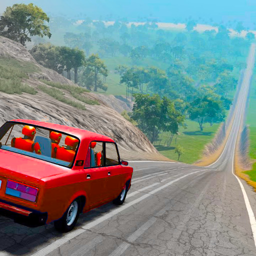 Deadly Descent game icon with a red car on a steep mountain road