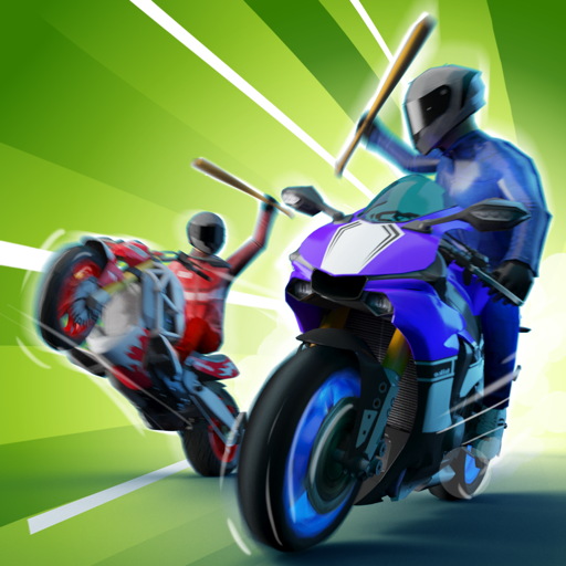 Moto Smash game icon with two motorcycles in combat